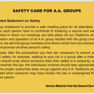 Safety Card for A.A. Groups