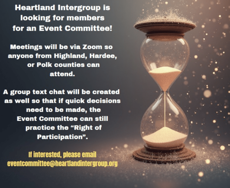 Heartland Intergroup is looking for members for an Event Committee