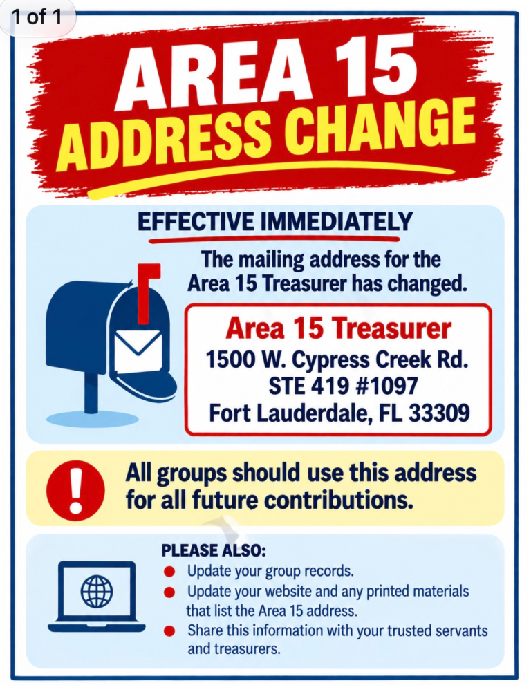Florida Area 15 Address Change